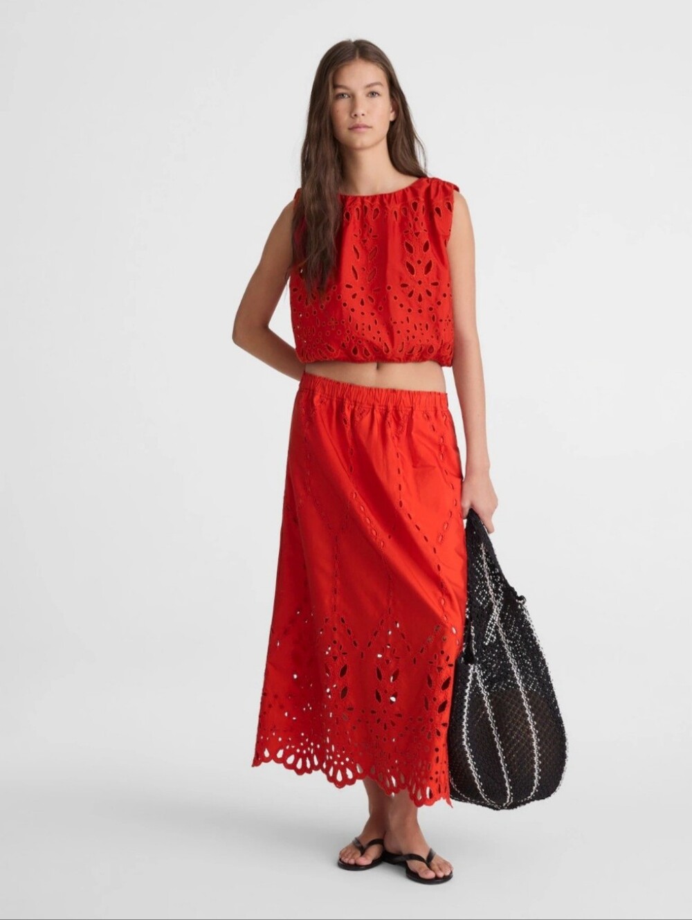 Madewell Embroidered Sleeveless Bubble Top In Poplin Large NWT - Picture 8 of 11
